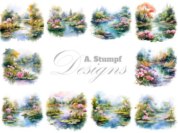 Download Floral Pond Clipart Nature Landscape Set - Nature Collection